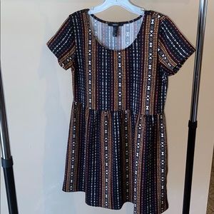 Black Forever 21 Tribal Striped T-Shirt Dress